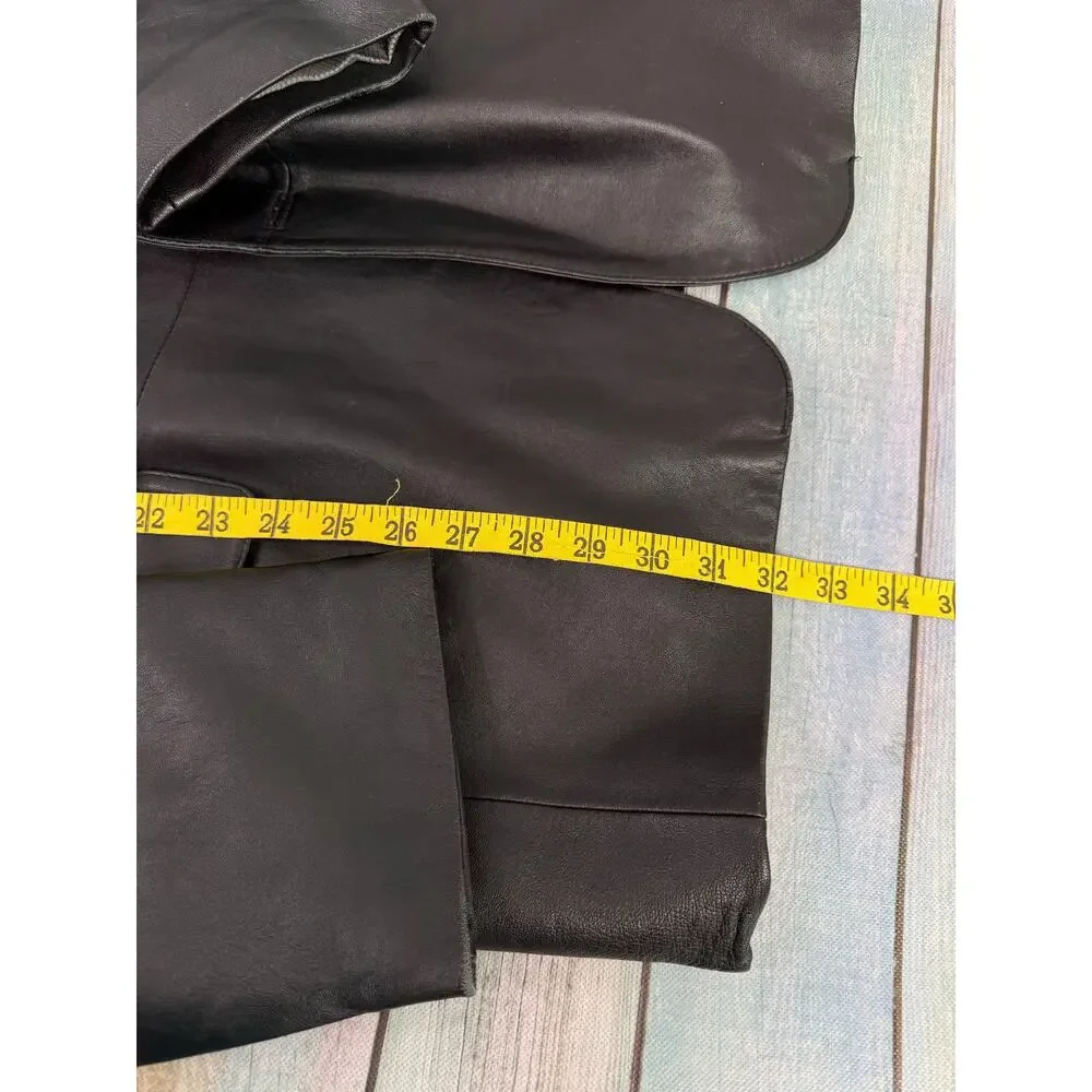 Stafford Executive Black Leather Blazer Size Large Two Button Biker Wedding